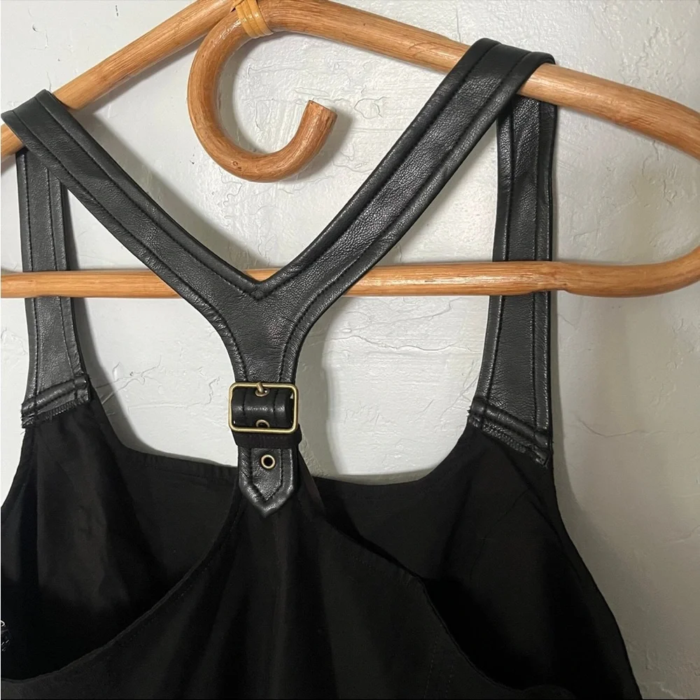 Anthropologie Black Buckle Racer Back Babydoll Halter Tank Top Babydoll Large - Picture 5 of 9